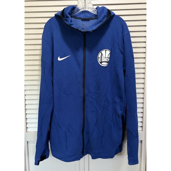 NIke NBA Golden State Warriors Hoodie Graphic Logo Zip Up Jacket Size XL Blue - Picture 1 of 9